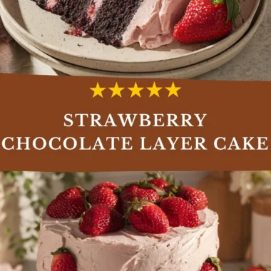 Delicious strawberry chocolate cake with fresh strawberries and chocolate frosting
