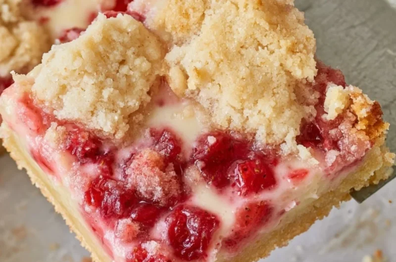 Strawberry pie bars with fresh strawberries and a buttery crust
