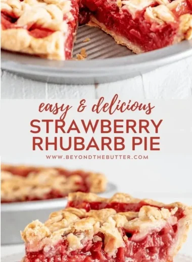 Homemade strawberry rhubarb pie fresh out of the oven