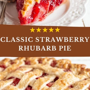 Slice of delicious Strawberry Rhubarb Pie served with whipped cream