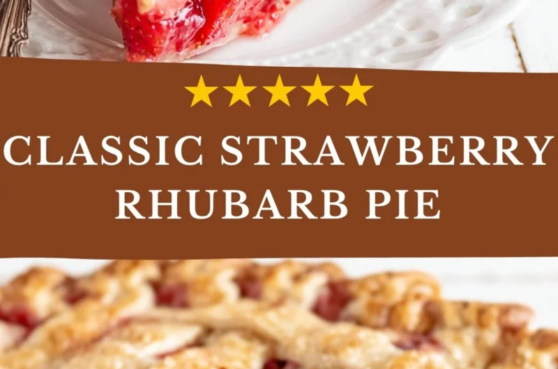 Slice of delicious Strawberry Rhubarb Pie served with whipped cream