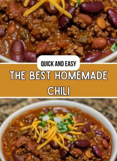 Bowl of the best homemade chili topped with cheese and herbs