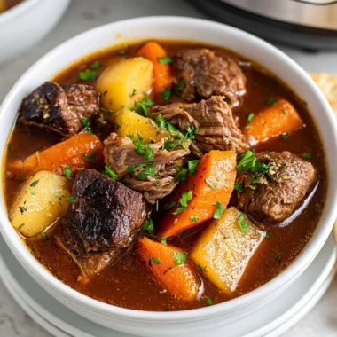 Delicious Instant Pot beef stew with tender meat and vegetables