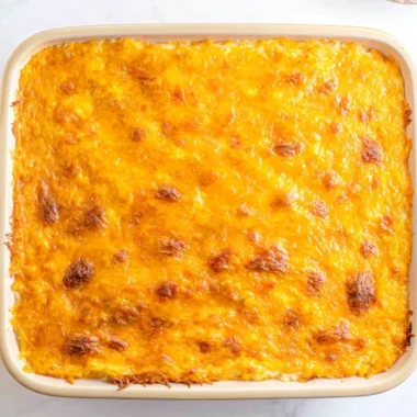 Easy 5-ingredient Shepherd's Pie ready to serve, featuring meat and mashed potatoes.