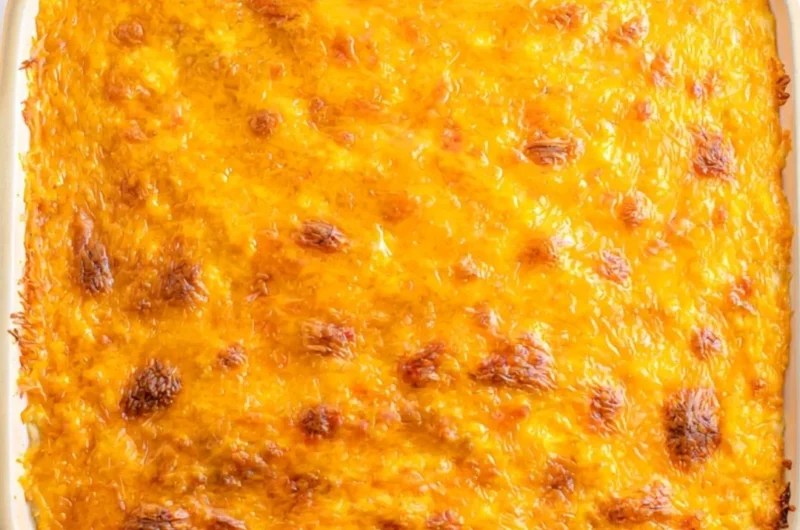 Easy 5-ingredient Shepherd's Pie ready to serve, featuring meat and mashed potatoes.