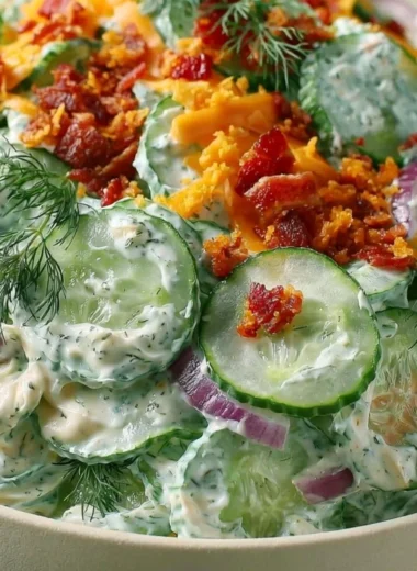 Cozy cucumber ranch crack salad with fresh vegetables and creamy dressing