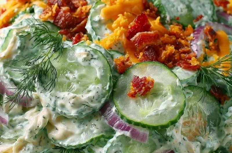 Cozy cucumber ranch crack salad with fresh vegetables and creamy dressing