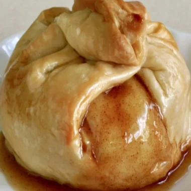 Delicious homemade apple dumplings ready to serve.