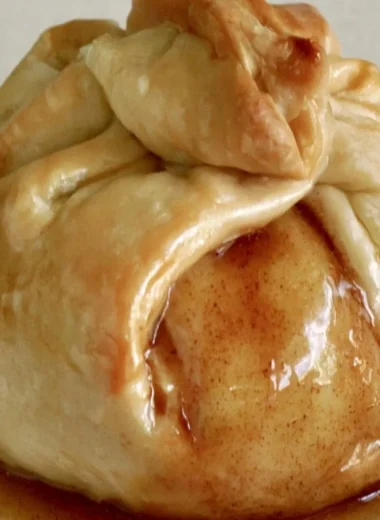 Delicious homemade apple dumplings ready to serve.