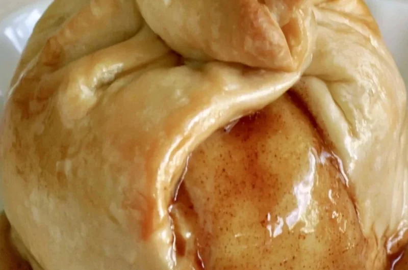 Delicious homemade apple dumplings ready to serve.