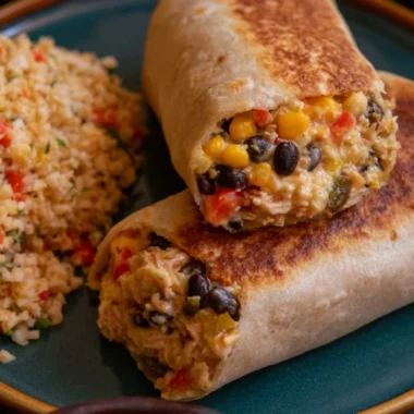 High protein chicken burritos with fresh ingredients and spices