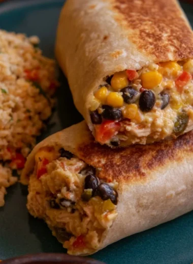 High protein chicken burritos with fresh ingredients and spices
