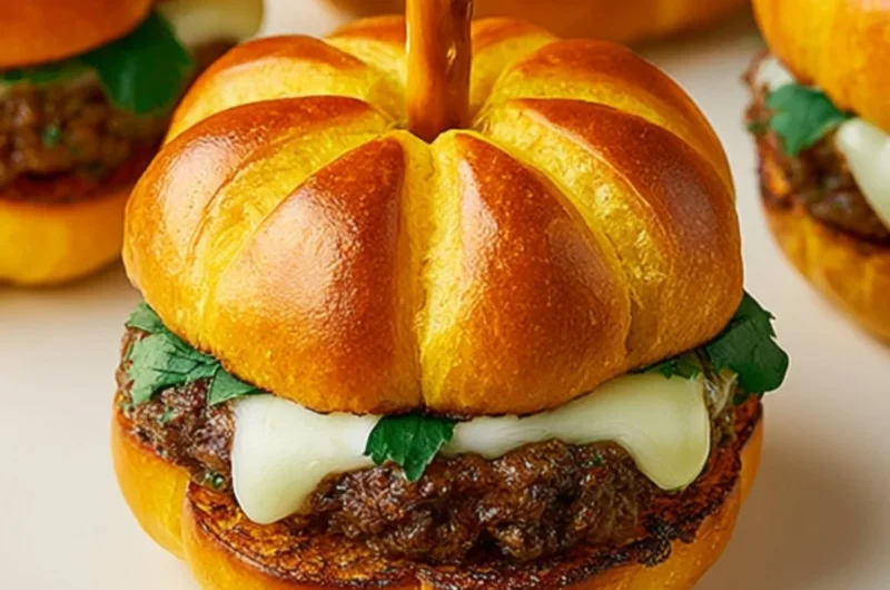 Cozy pumpkin-shaped sliders served on a festive plate