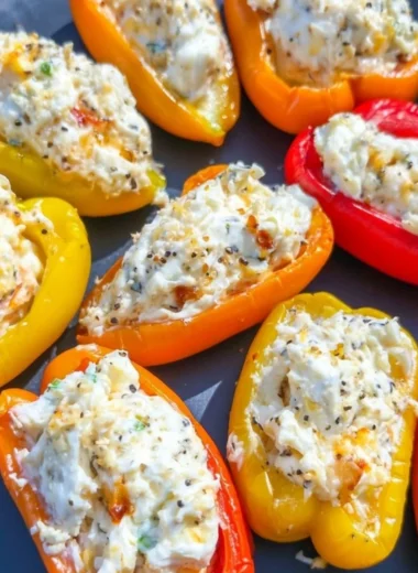 Colorful stuffed mini peppers filled with savory ingredients