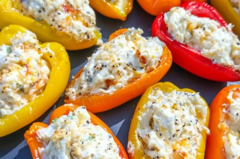 Colorful stuffed mini peppers filled with savory ingredients