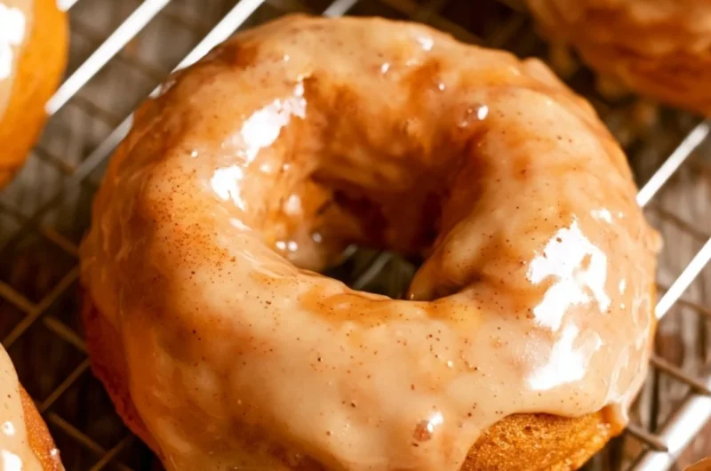 Cozy vegan pumpkin donuts topped with cinnamon sugar on a rustic table
